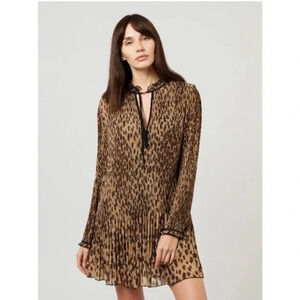 Veronica Beard Luvie Leopard silk blend pleated dress